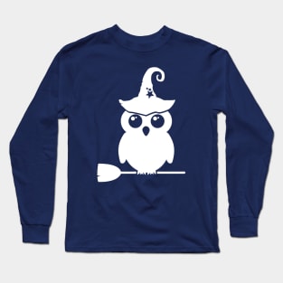 Adorable Witch Owl On Her Broom Long Sleeve T-Shirt